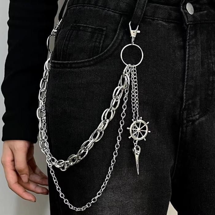 Decorative Belt Chain Rantai Celana Silver Hanging Chain Rantai Pinggang Aksesoris Jeans Retro Style