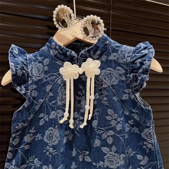 Premium Ryuta Dress Cheongsam Anak 1-7 Tahun / Dress Denim Anak Original