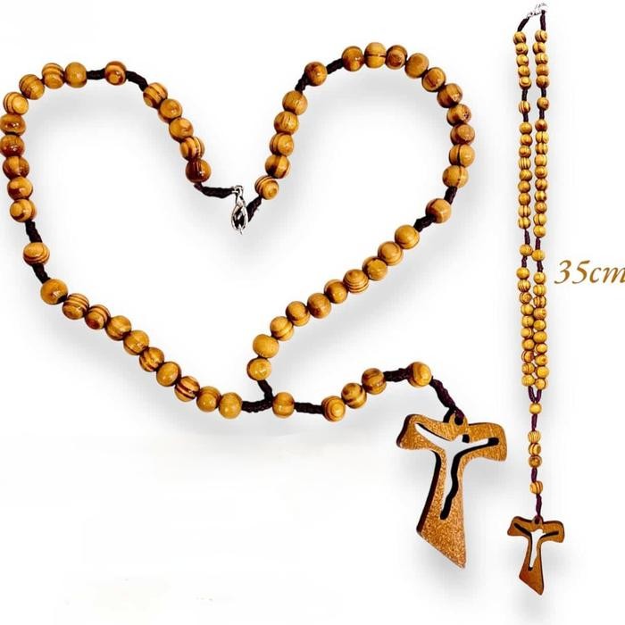 ORIGINAL Rosario Kayu Salib Tao Siluet 8mm Bulat (7641) - Rosario Kayu - Rosario Kayu Bulat -