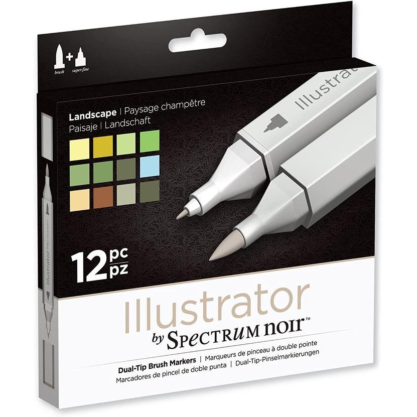 

Hot Sale! Spectrum Noir Illustrator 12 Pcs Twin Tip Artist Alch Marker Landscape