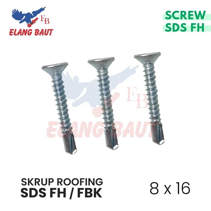 SKRUP SDS FH 8X16 / SEKRUP ROOFING BAJA RINGAN FLAT HEAD 8 X 16 FBK