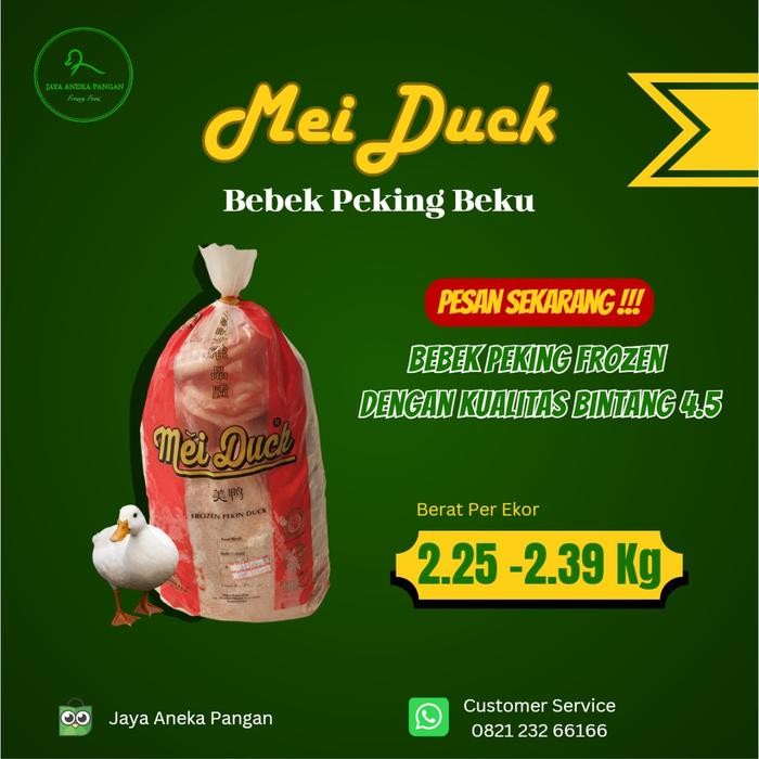

Pilihan- Bebek Peking Mei Duck (2,24-2,39 Kg) Daging Beku Frozen Hibrida Muda