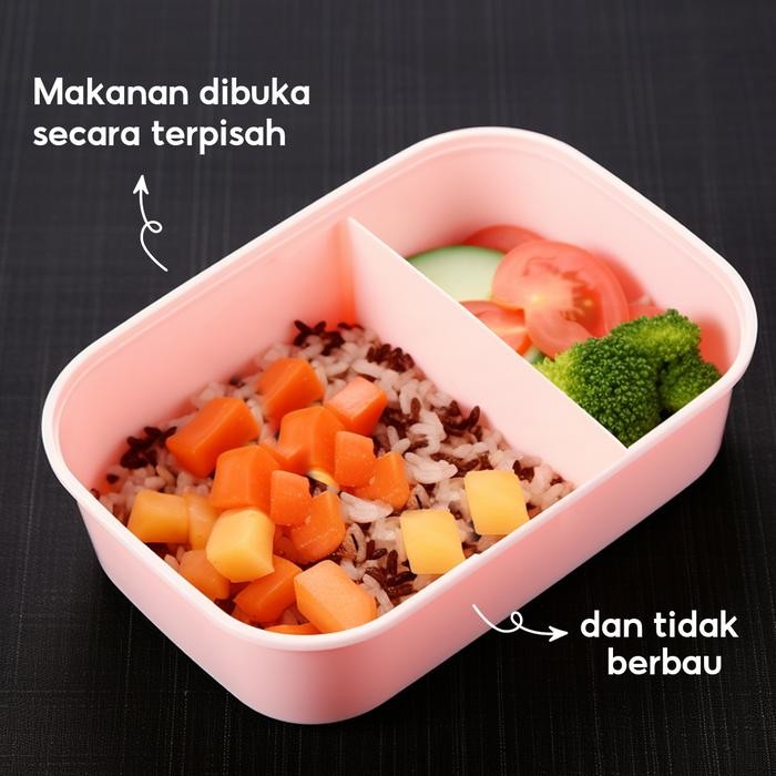 Pilihan- [Clearance Sale] Miniso Lunch Box Set Kotak Makan 1200Ml Kotak Bekal Anti Tumpah Free