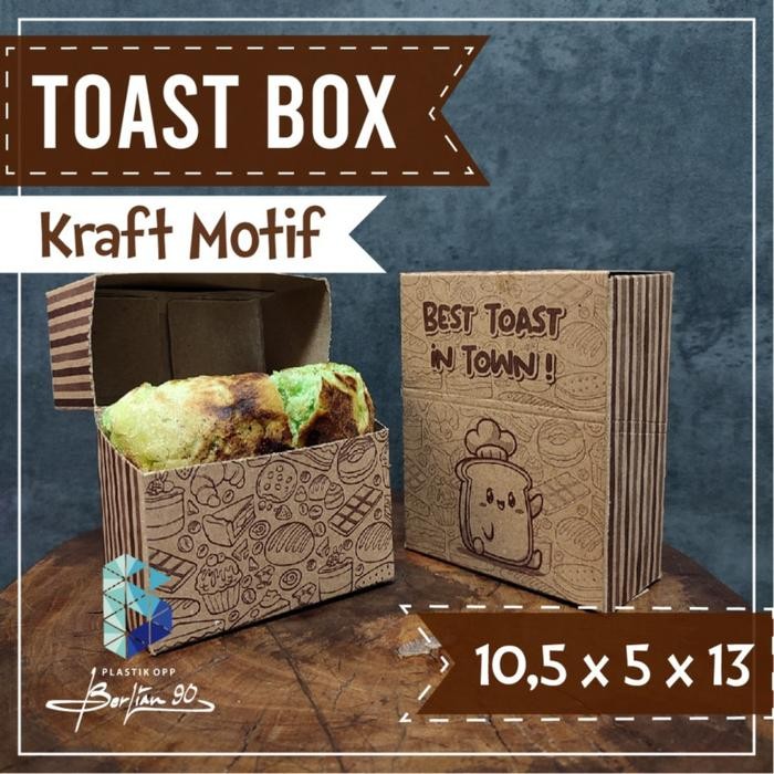 Pilihan- Toast Box Motif Isi 50 Pcs - Toast Tray - Dus Roti Bakar - Box Roti Toast Kemasan Roti
