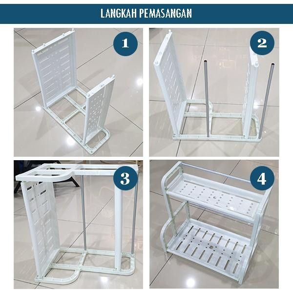 RAK SERBAGUNA RAK DAPUR PLASTIK RAK BUMBU 2 TINGKAT WARNA PUTIH