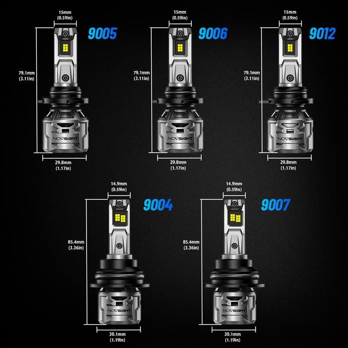 Novsight N81 2PCS Lampu mobil 80W / Satu pasang 18000LM bohlam lampu depan LED untuk mobil warna