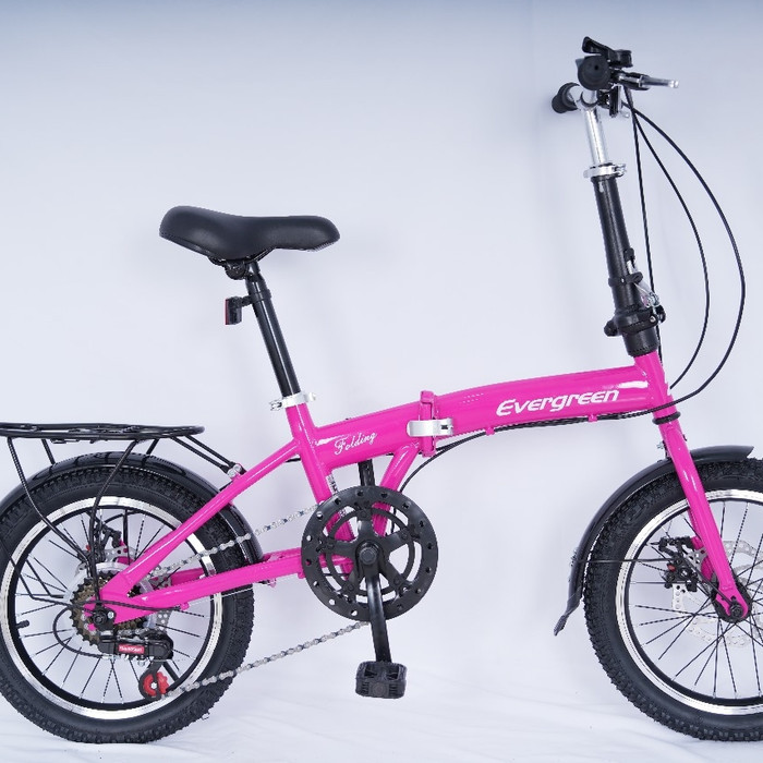 Sepeda Lipat 16 In Evergreen Rem cakram dan gigi 7 speed
