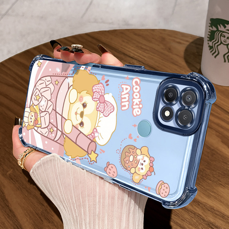 Casing Hp untuk OPPO A15 A15s A35 4G Case Teh susu warna pink lucu Kasing airbag Kesing Silikon Tipi