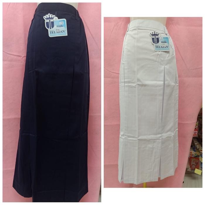 Bawahan seragam TELADAN ROK SEPAN panjang ploi 2 - Putih BIRU SMP
