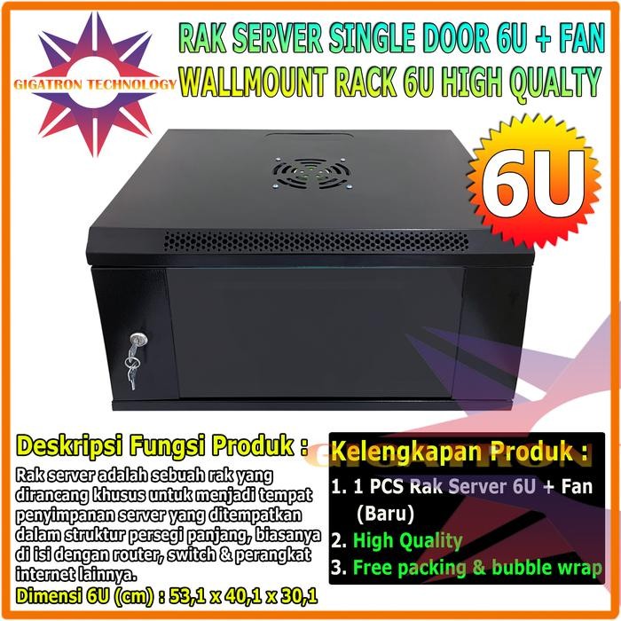 Wallmount Rack 6U / Rak Server Single Door 6U / Wallmount Rack Single Door Rack Server 6U /