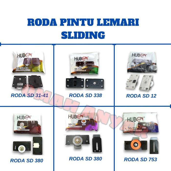 New Roda Pintu Lemari Geser Sliding Minimalis Huben SD 31-41 380 338 75 753 12 Elco 329