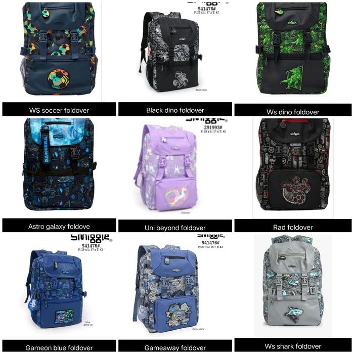 Tas Smiggle Foldover Unicorn, Astronot, Cat, Kitty, Game On,Ice Cream Kode 1228