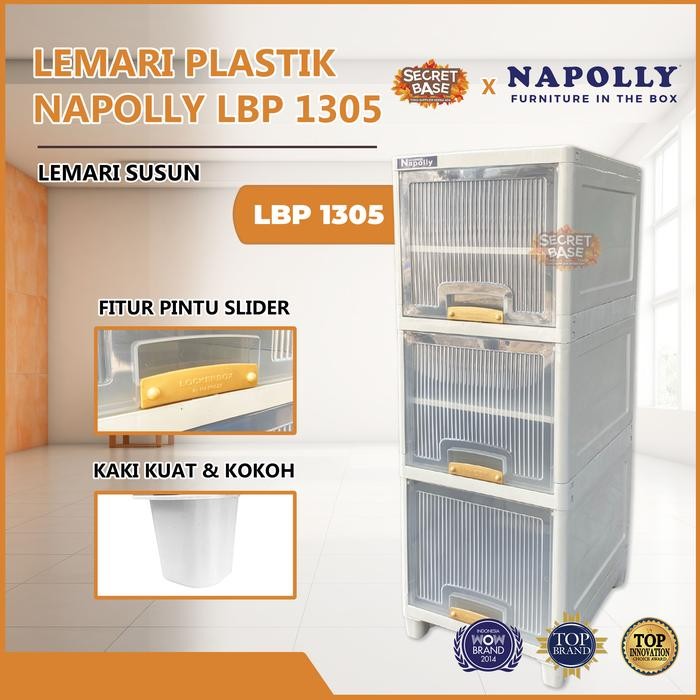 NAPOLLY LBP 1305 - Almari Pakaian Plastik / Laci Susun Besar / Lemari Box Loker Minimalis