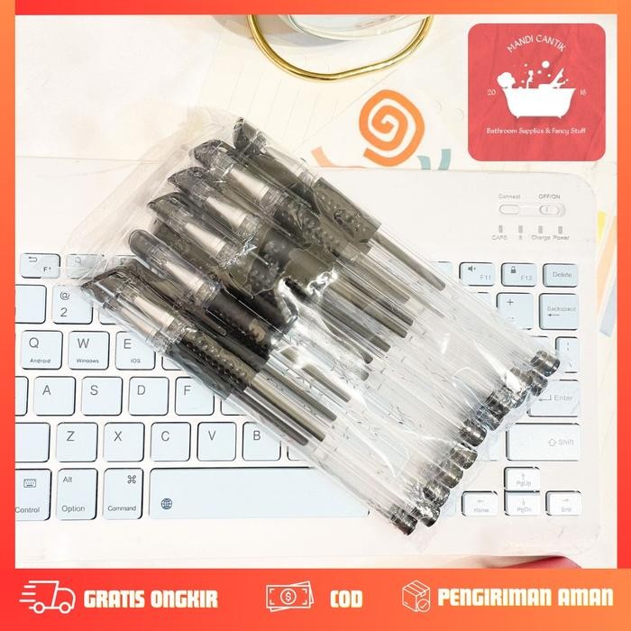 

New [PROMO 12 PCS ] Pulpen gel mimi 0.55mm hitam, biru, merah standard pen tinta cair alat tulis