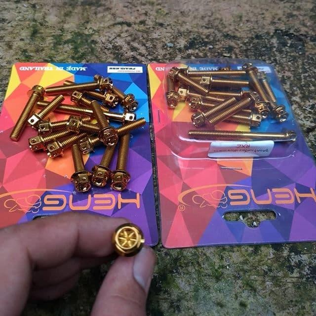 Baut Probolt Gold Flower Bak/Blok Mesin Rx King/Rxz Heng Thailand
