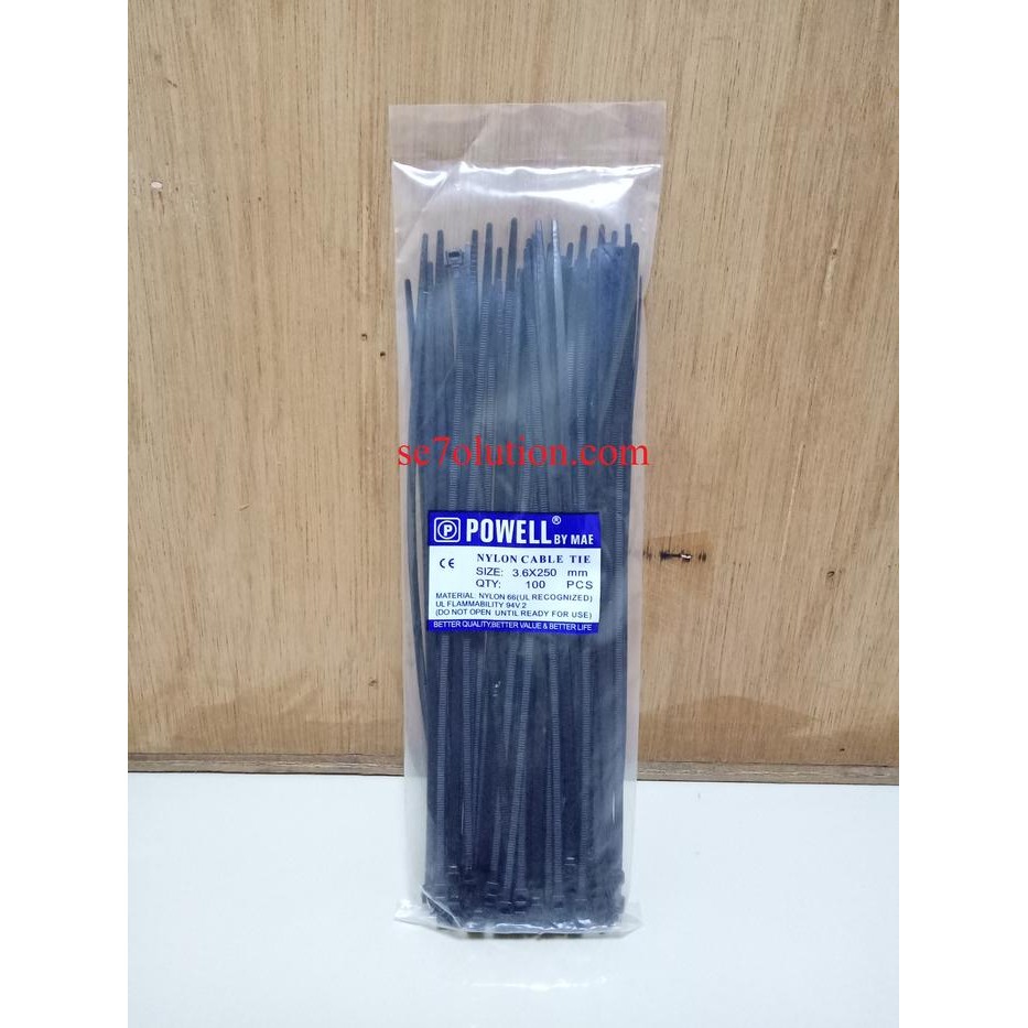 

OJ Powell Kabel Ties 3.6x250mm Hitam (Black)