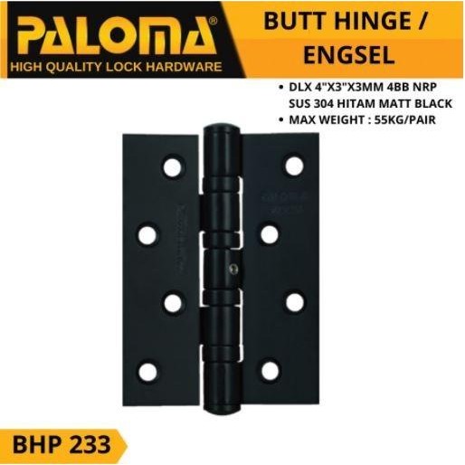 Paloma Bhp 233 Engsel Pintu 4 Inch 3Mm Engsel Jendela Matte Black Sss