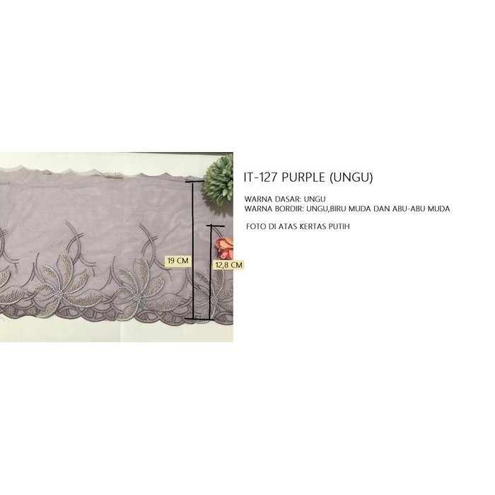 Renda It-127 Purple (Ungu) Lebar: 19 Cm