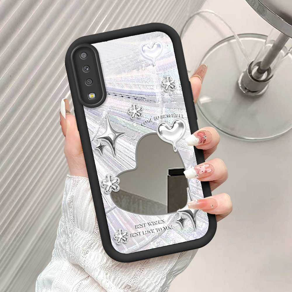 Casing Hp Untuk Compitable With Samsung Galaxy A7 2018 A750 Cermin Softcase Case Love Cassing 5098 J