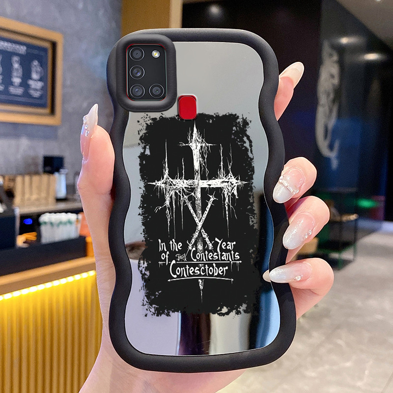 Casing Untuk Samsung A21s Case Casing Label salib Pola HP Cesing Macaron Kasing Mirror Silikon Softc