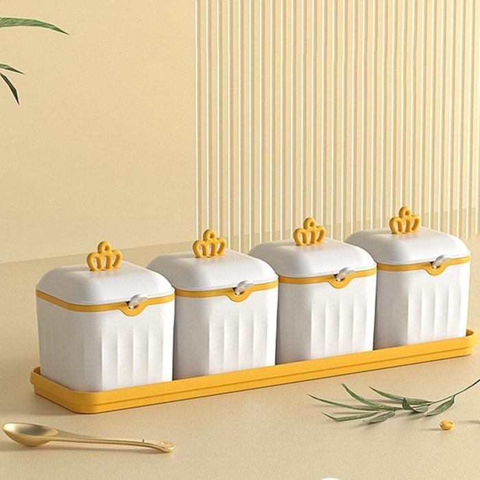Tempat Bumbu Dapur Set 4 in 1 . Wadah Gula Kopi Garam Bumbu Dapur Set