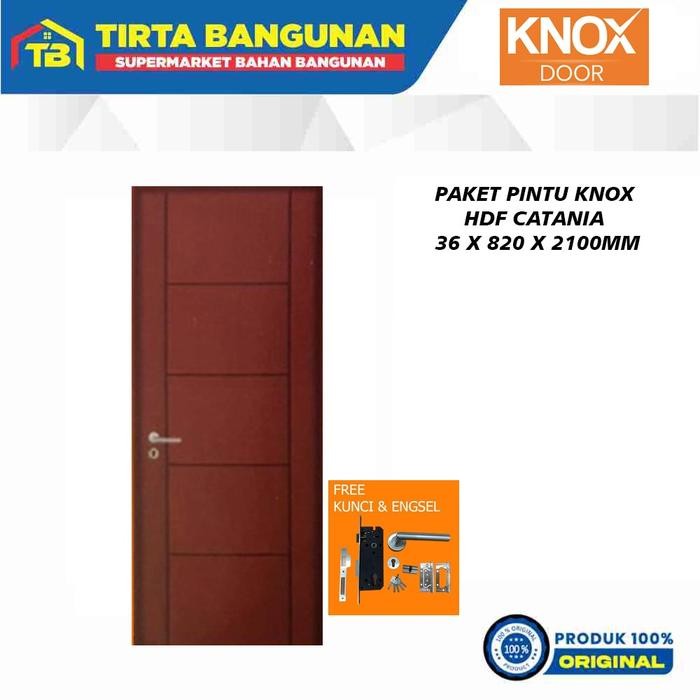 PAKET PINTU KNOX HDF CATANIA 36 X 820 X 2100MM KUSEN+HANDLE+ENGSEL
