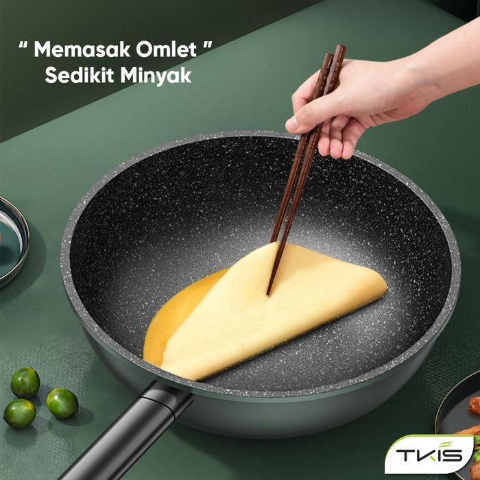 Tkis Wajan Batu Medis Wajan Anti Lengket Tahan Gores 32Cm Wajan Hijau Pasti Ori