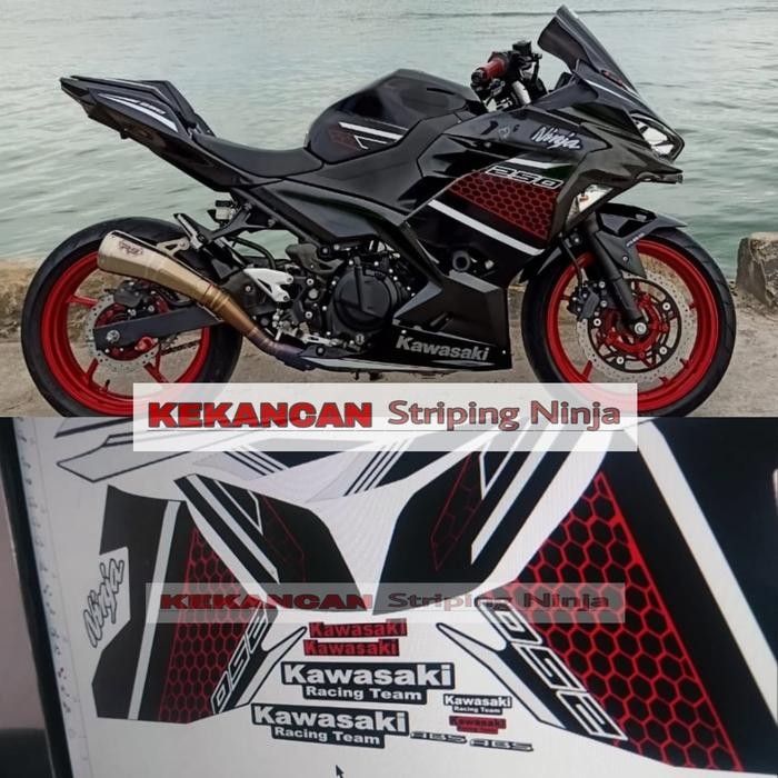 Striping New Ninja 250Fi Livery Krt Hitam Merah