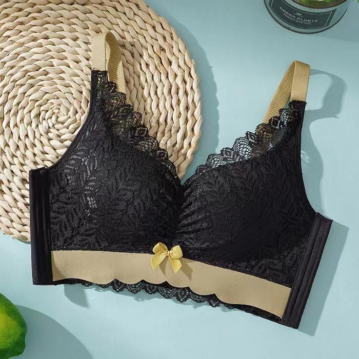 OFR3  [Vimisu]Bra Wanita Cup Latex/Push Up Bra Wanita Bahan Polos Renda Katun Tebal Bh