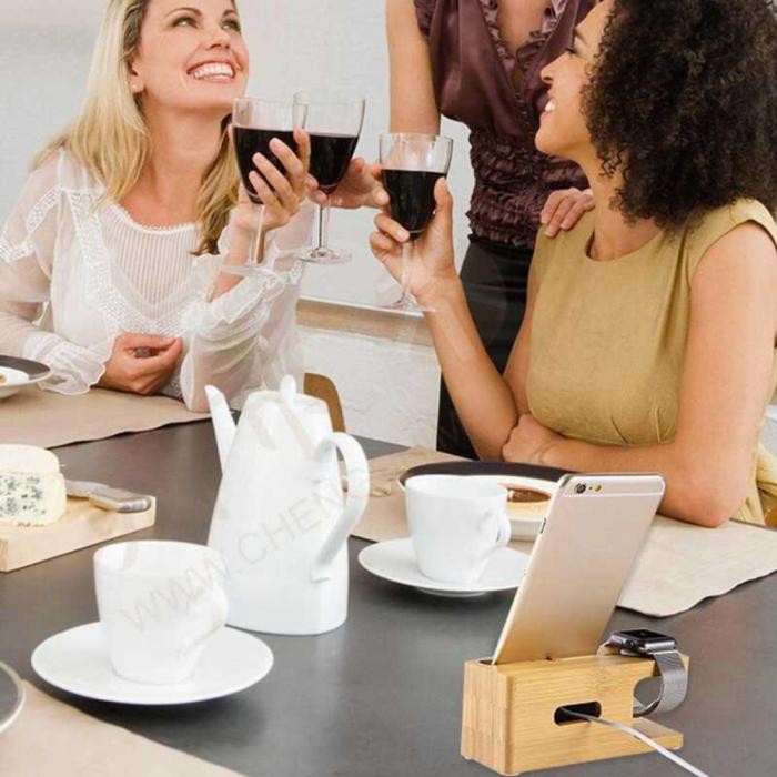 Docking Phone Holder Stand Dock Kayu Apple Watch Dudukan Hp Smartwatch