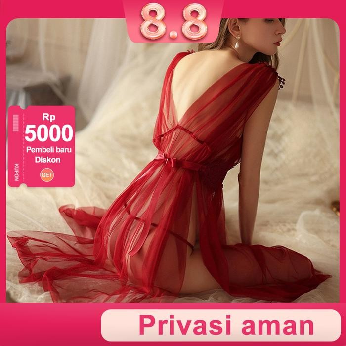 SEXY MYLADYUkuran besar)Sexy lingerie Premium tulle 100% dress panjang backless transparan dress