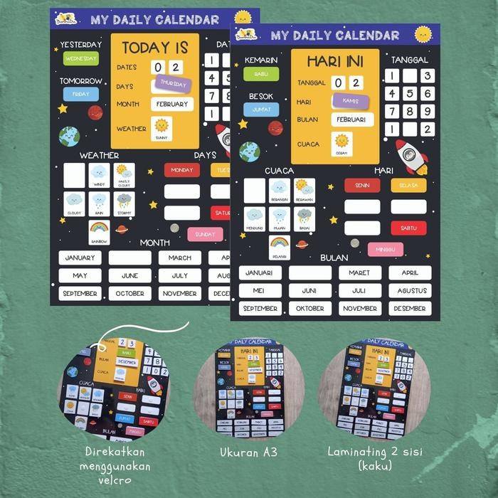 BERKUALITAS Mainan Montessori - Kalender Anak - Kalender montessori