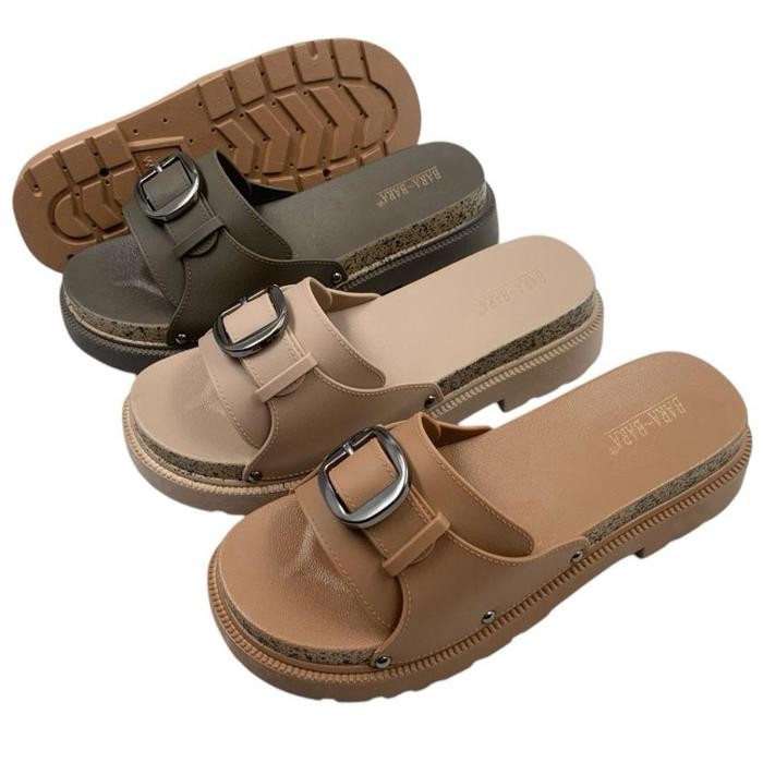 mitra BARABARA Sandal Selop Karet Wanita Gesper Tengah Import WS898-BRDIOR (F7)