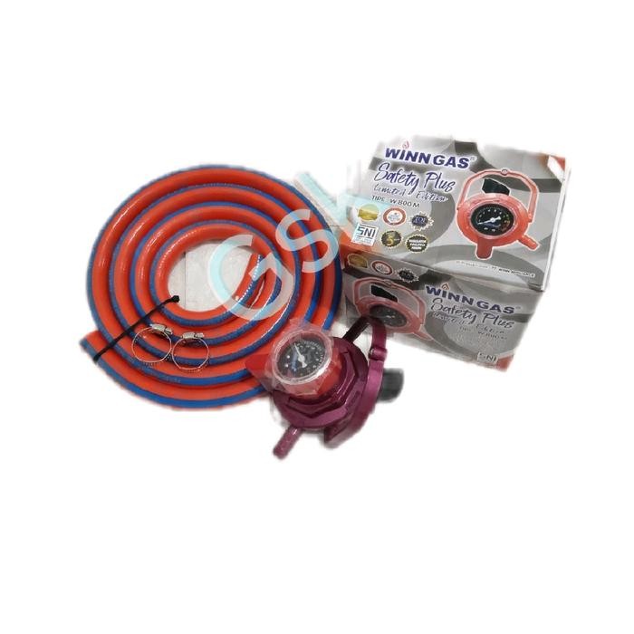 regulator gas pengunci ganda winn gas w 800 meter dan selang 5 lapis serat kawat Kompor