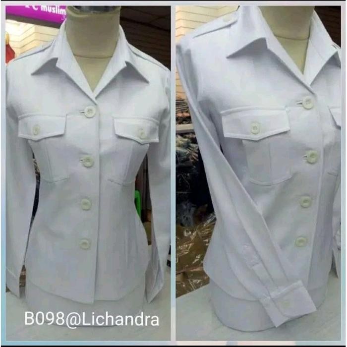 TERMURAH seragam pns putih hitam wanita/ seragam kerja wanita putih hitam/ baju kerja putih hitam