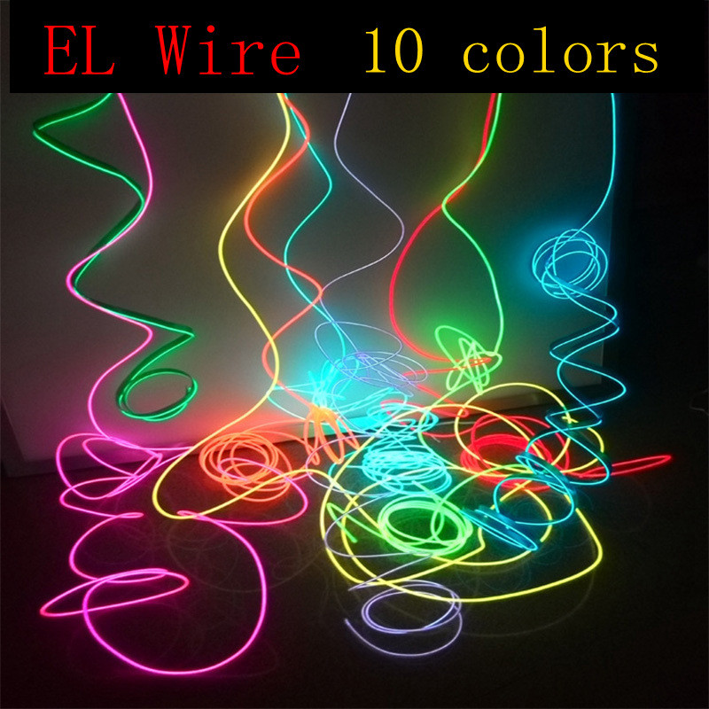 EL Wire 1/2/3/5/10Meter Rope Tube Cable DIY Led Strip String Lights Flexible Neon Glow Light For Par
