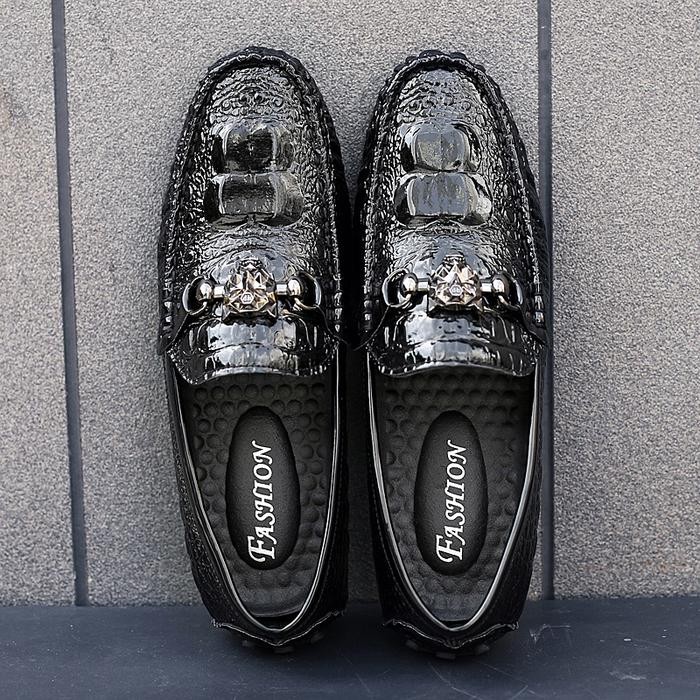 mulia Prelesty Terbaru Sepatu Kasual Slip On Pria Pantofel Motif Kulit Buaya Slop Mocasin Santai