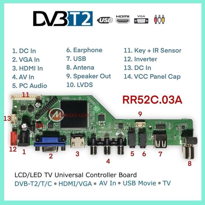 Universal Lcd Led Tv Board Digital Dvbt2 / Mainboard Universal Tv Digital Panel 30Pin Tbk