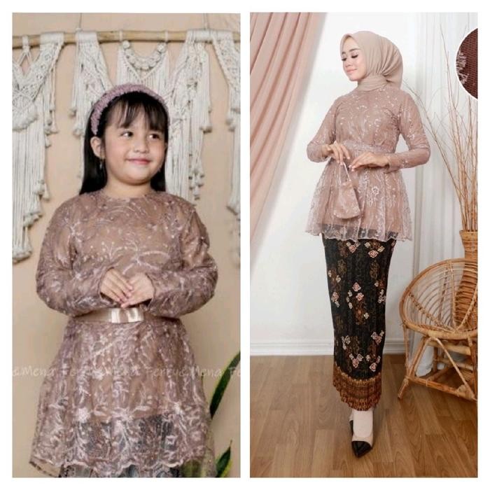 Set Couple Baju Kebaya Ibu Anak-Kebaya Pita Cantika-Setelan Kebaya Pesta Sarimbit Keluarga Kondangan