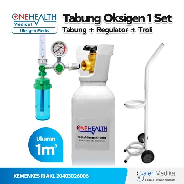 Ready Tabung Oksigen 1m3 Lengkap / Tabung Oxygen 1 Set Lengkap