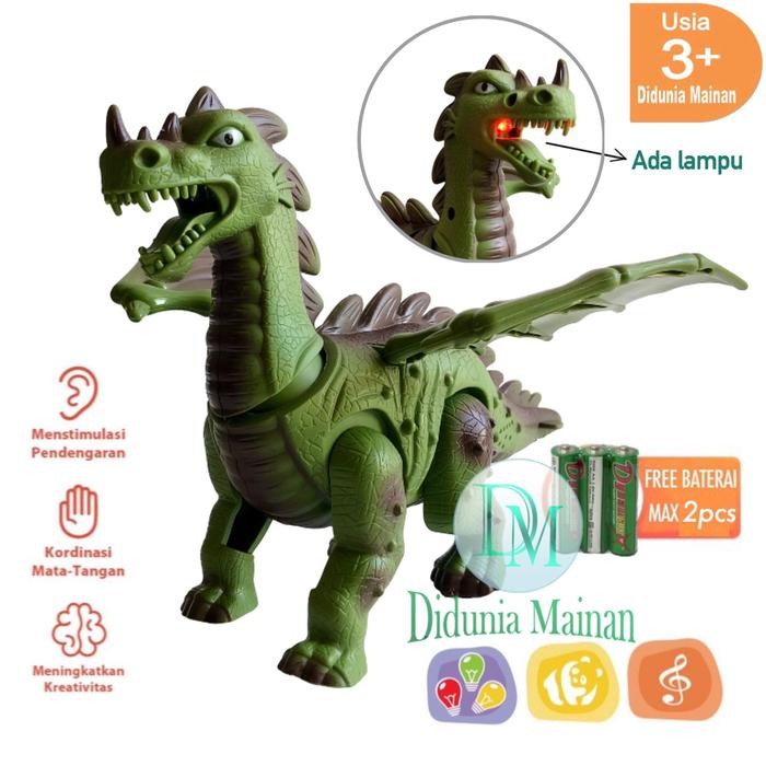 Terlaris Mainan Anak Robot Dinosaurus Naga Elektrik Baterai Dino Lampu Bergerak Toys Walking