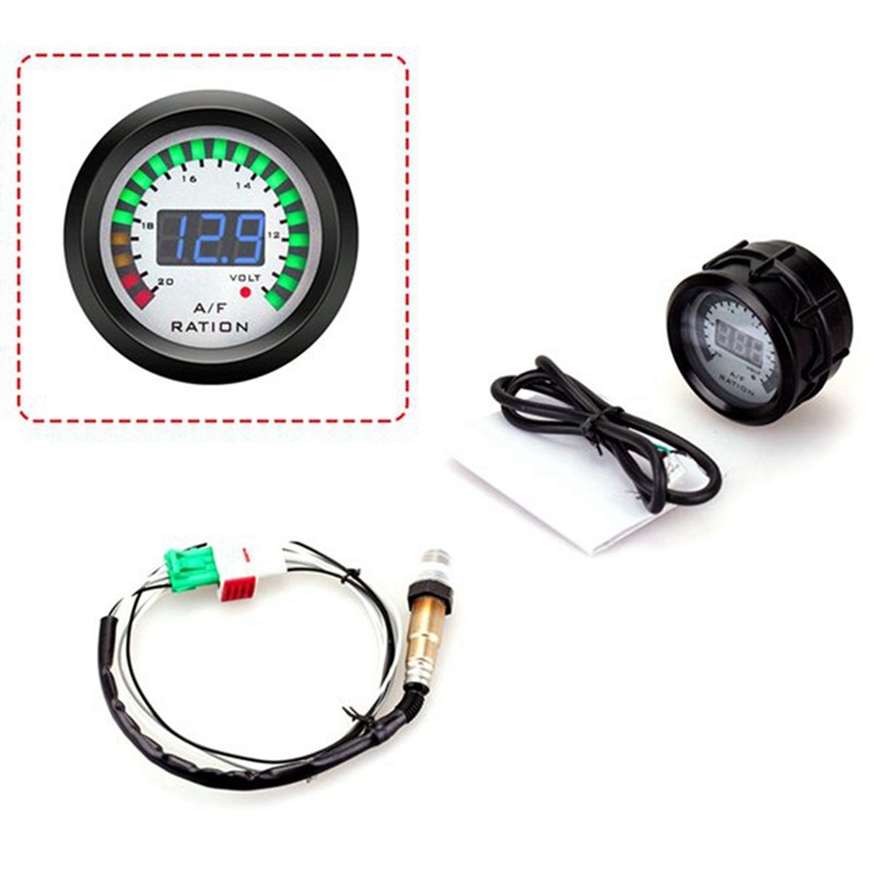 2 IN 1 AIR FUEL RATIO GAUGE VOLTMETER 12V 52MM DIGITAL CAR AFR VOLT METER INDICATOR VOLTAGE GAUGE