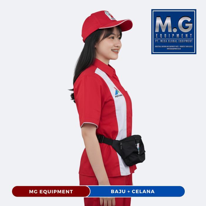 Promo Setelan Baju Celana Seragam Operator Spbu Baju Kerja Pria & Wanita Pertamina
