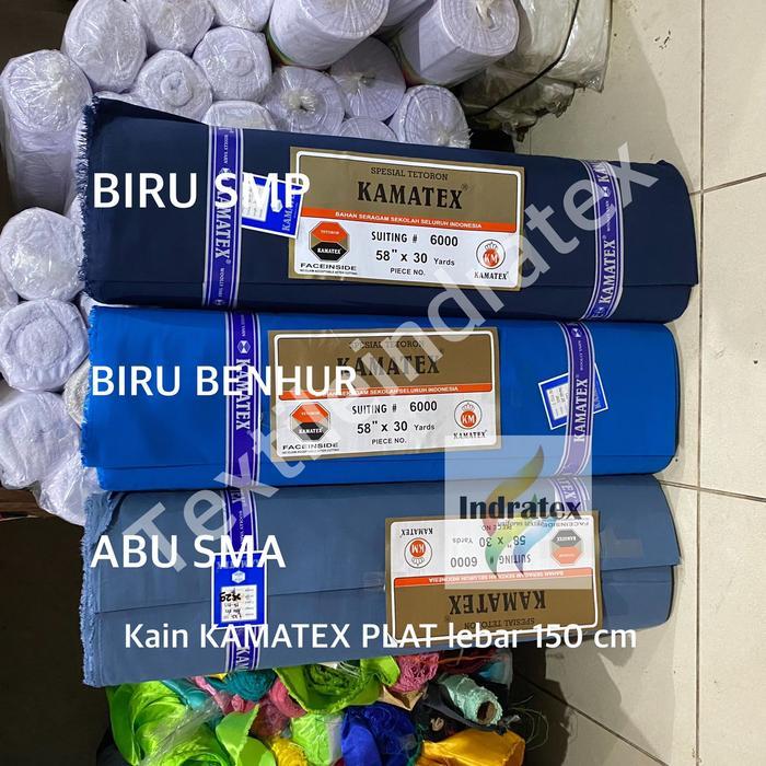 TERLENGKAP ( per 1 roll ) kain celana rok baju seragam KAMATEX PLAT rollan lebar 150 cm 27 meter