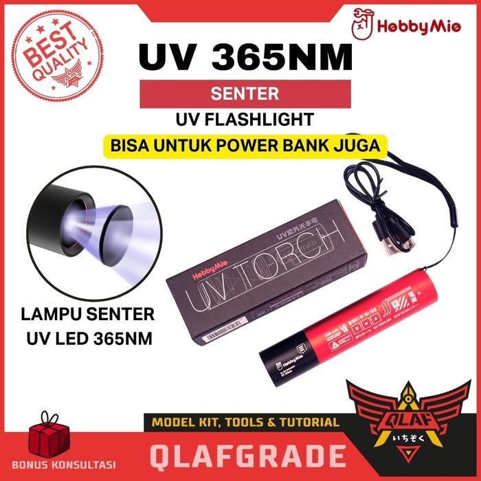 SENTER UV 365NM HOBBY MIO LED UV FLASHLIGHT TORCH - LAMPU FLASHLIGHT GLOW IN THE DARK