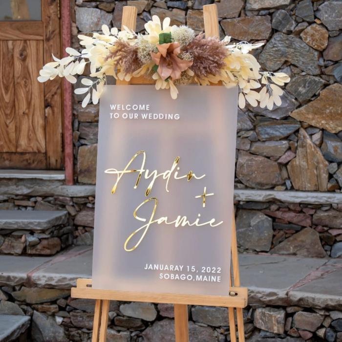 Custom Welcome Sign Acrylic Frost Sign Wedding Dekorasi Engagement