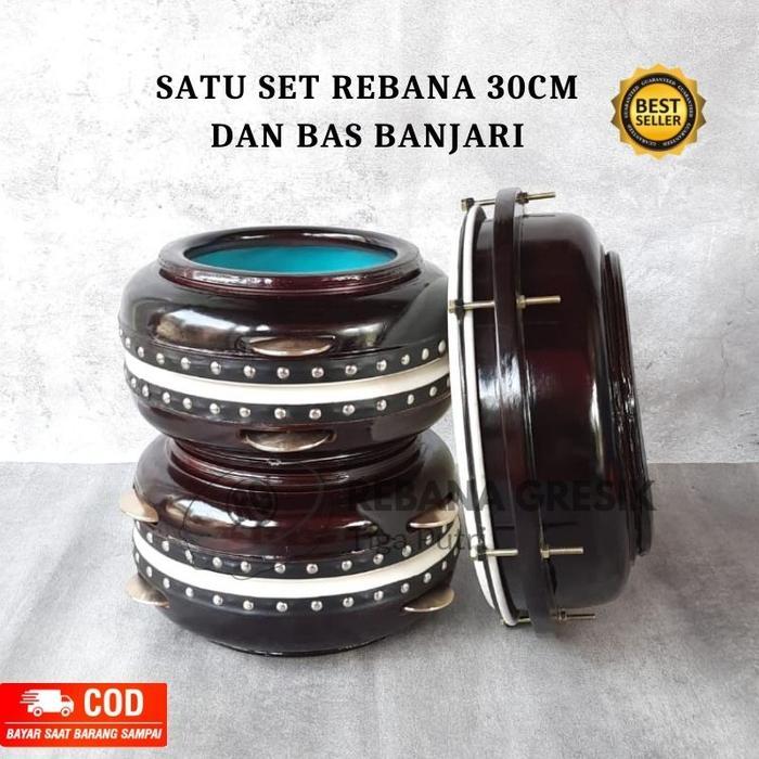 rebana hadroh satu set bas banjari