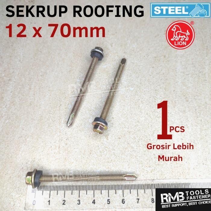 BAUT SEKRUP SKRUP ROOFING HALUS 12 X 70 (7CM) SDS RUPING LION STEEL