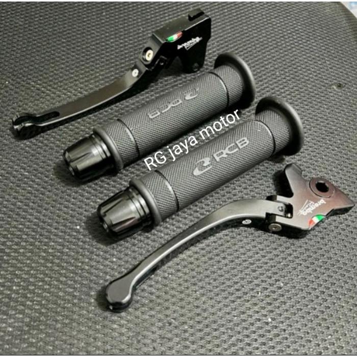 3In1 Handle Rem Lipat Black + Handgrip Rcb + Jalu Stang Cnc Mio Mio Smile Mio Sporty Mio Soul