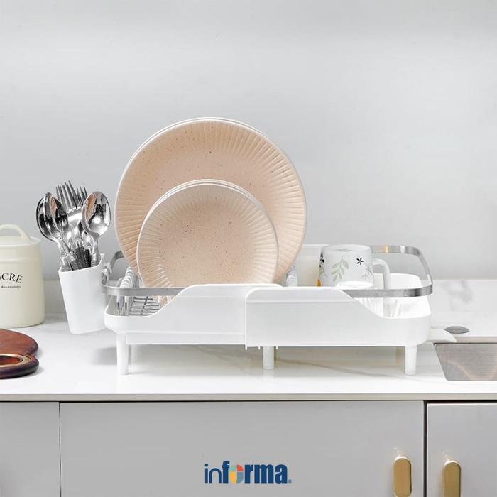 Informa New Willard Rak Piring 1 Tingkat Extendable - Putih Rak Dapur Tempat Piring Tempat